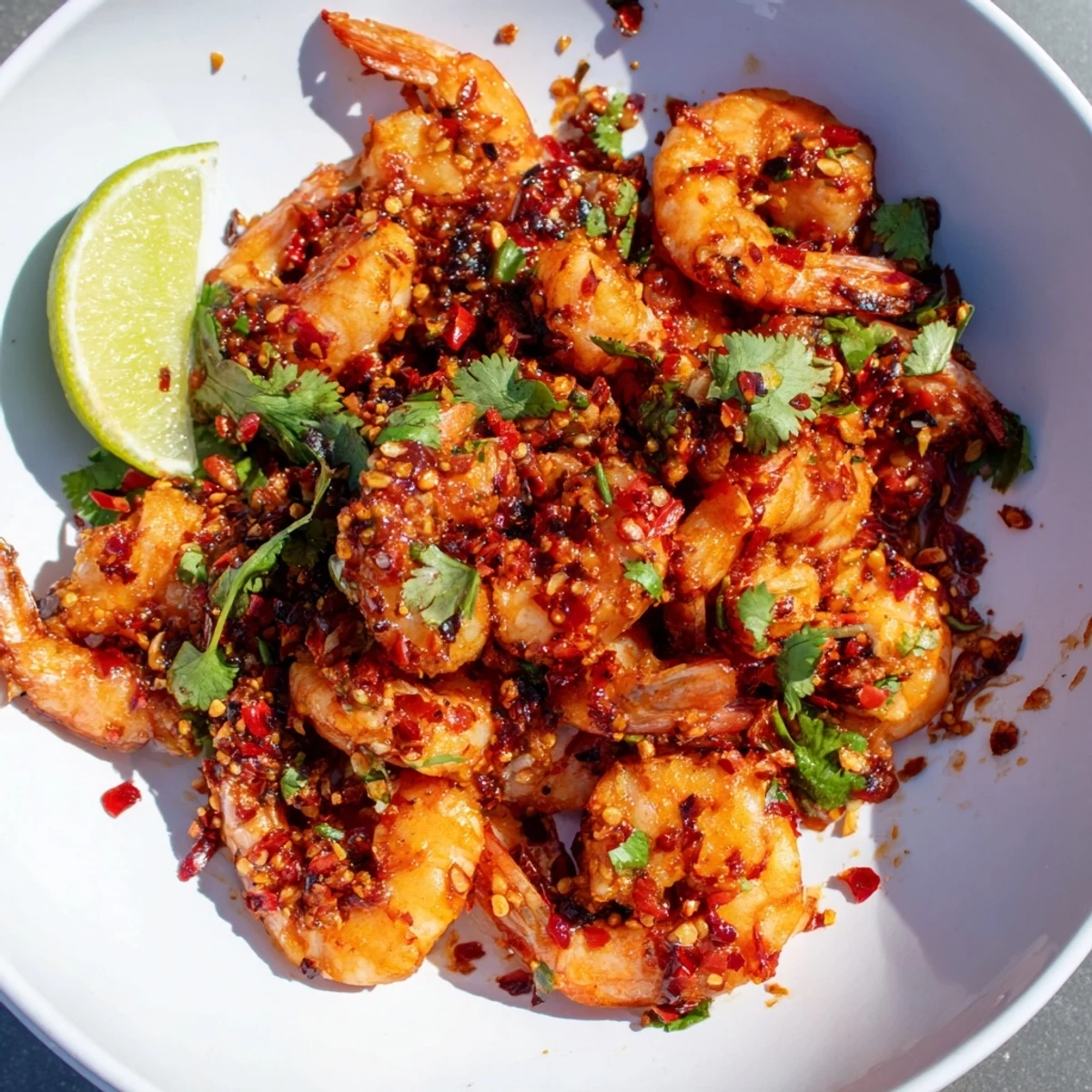 Zesty Spicy Chili Garlic Shrimp sautéed to perfection, ideal for entertaining or casual meals.