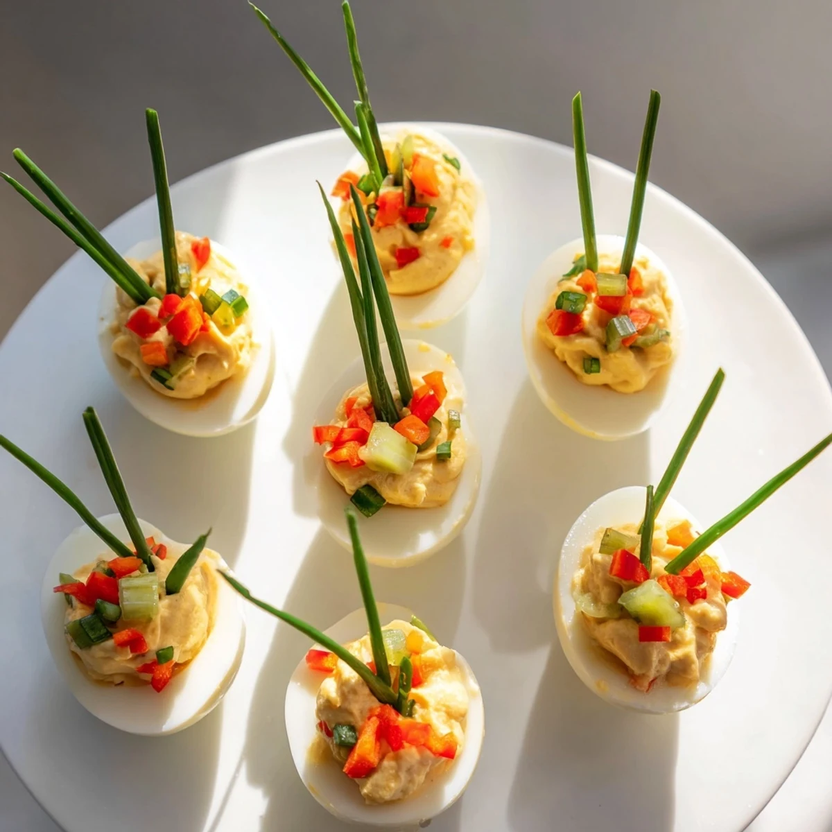 Perfect for a holiday spread, these Easy Festive Deviled Egg Ornaments offer a delightful flavor and look.