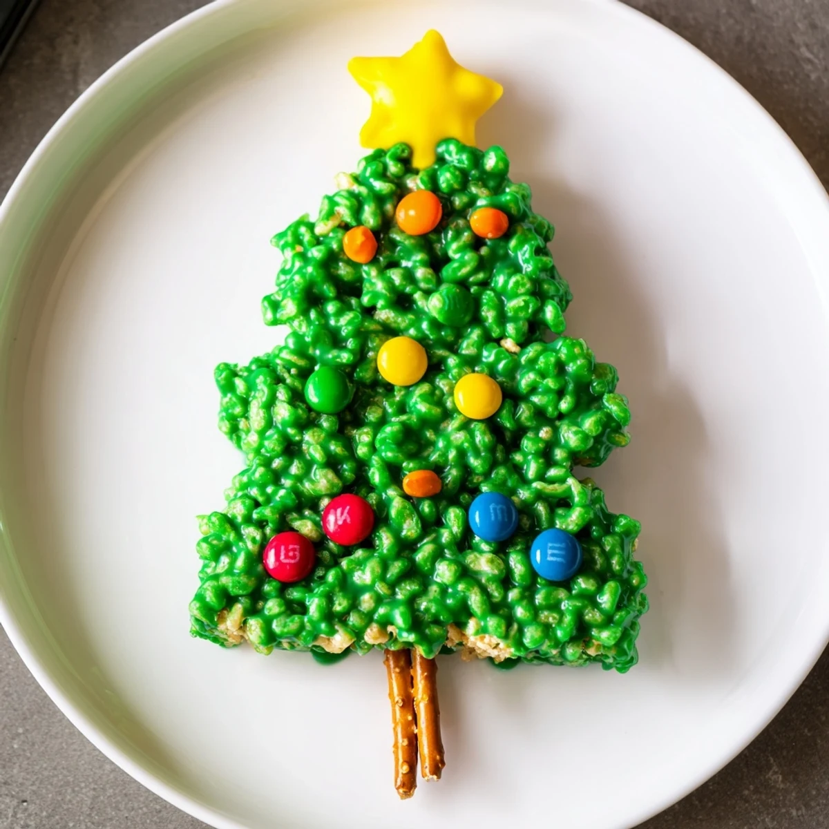 Vibrant green Christmas Tree Rice Crispy Treats, offering a sweet, crunchy bite for the holiday season.