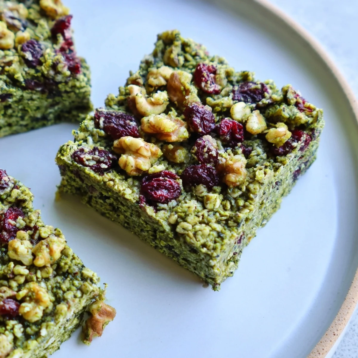 These homemade Matcha Cranberry Oat Crumble Breakfast Bars offer a satisfying, sweet, and chewy texture.