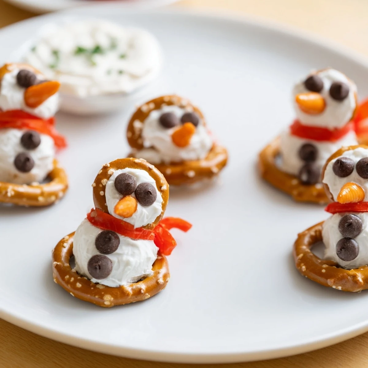 Snowman Pretzel and Dip Platter