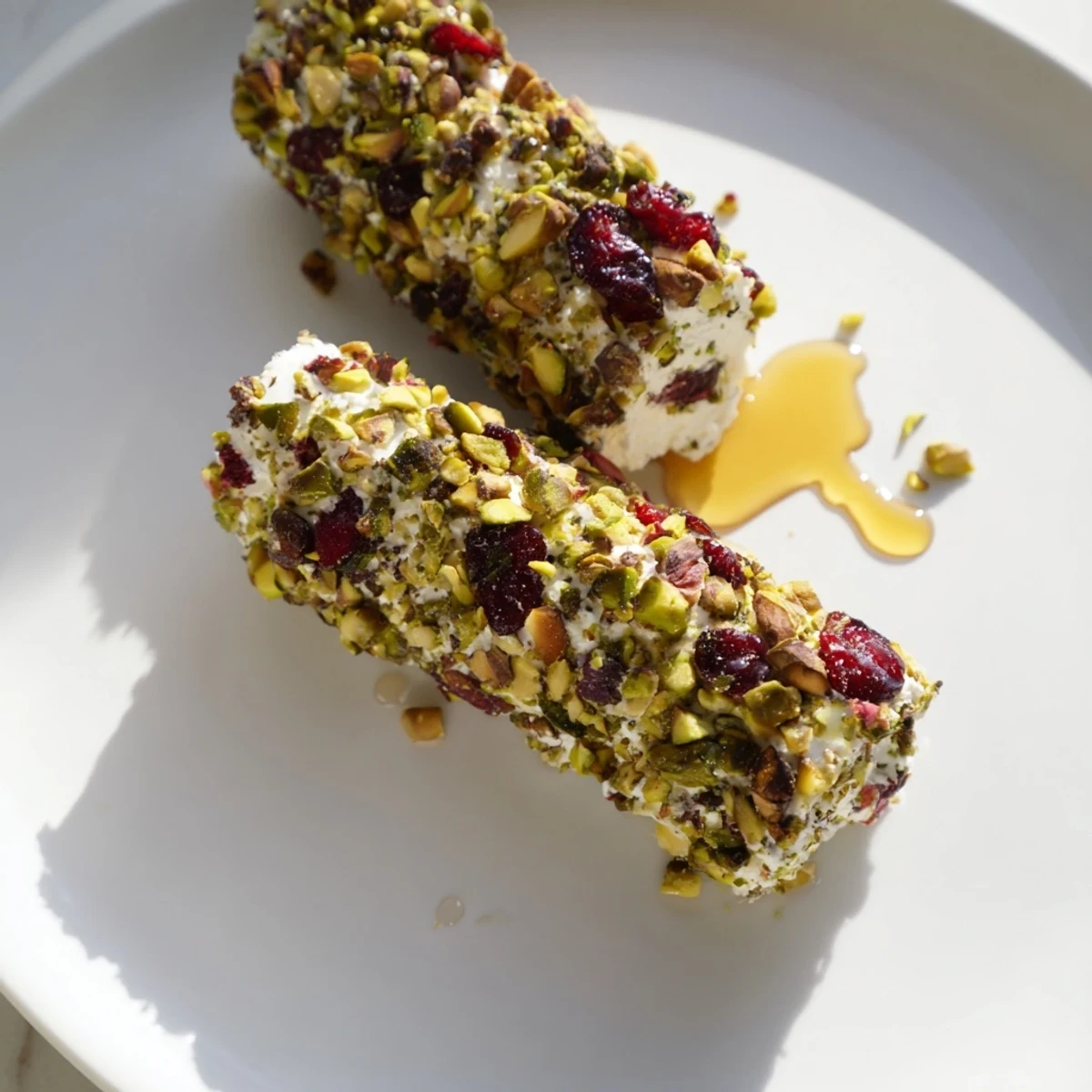 Cranberry Goat Cheese Logs beautifully displayed with red grapes and crisp crackers on a wooden board.