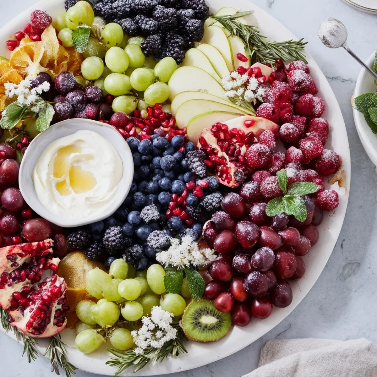 Festive Winter Berry Wreath Fruit Board: a stunning, edible holiday display of fresh, colorful berries.