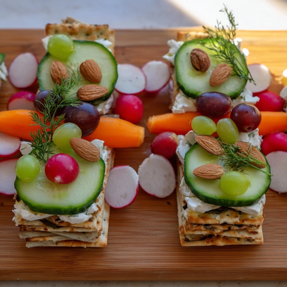 Beautiful The Zen Balance appetizer recipe, showcasing fresh vegetables and goat cheese symmetrically.