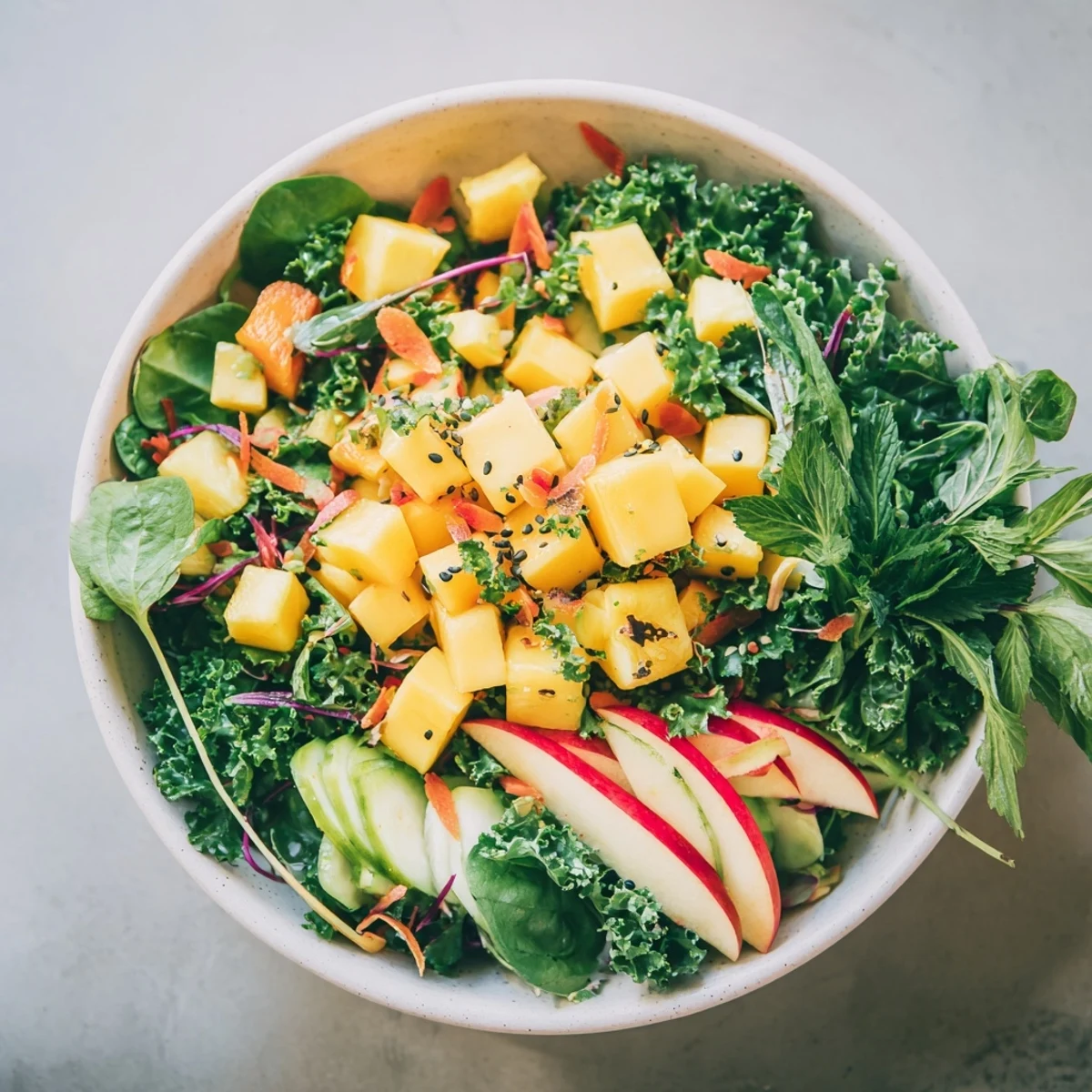 Bright yellow fruits sparkle at the center of this The Sunlit Glade, surrounded by lush greens.