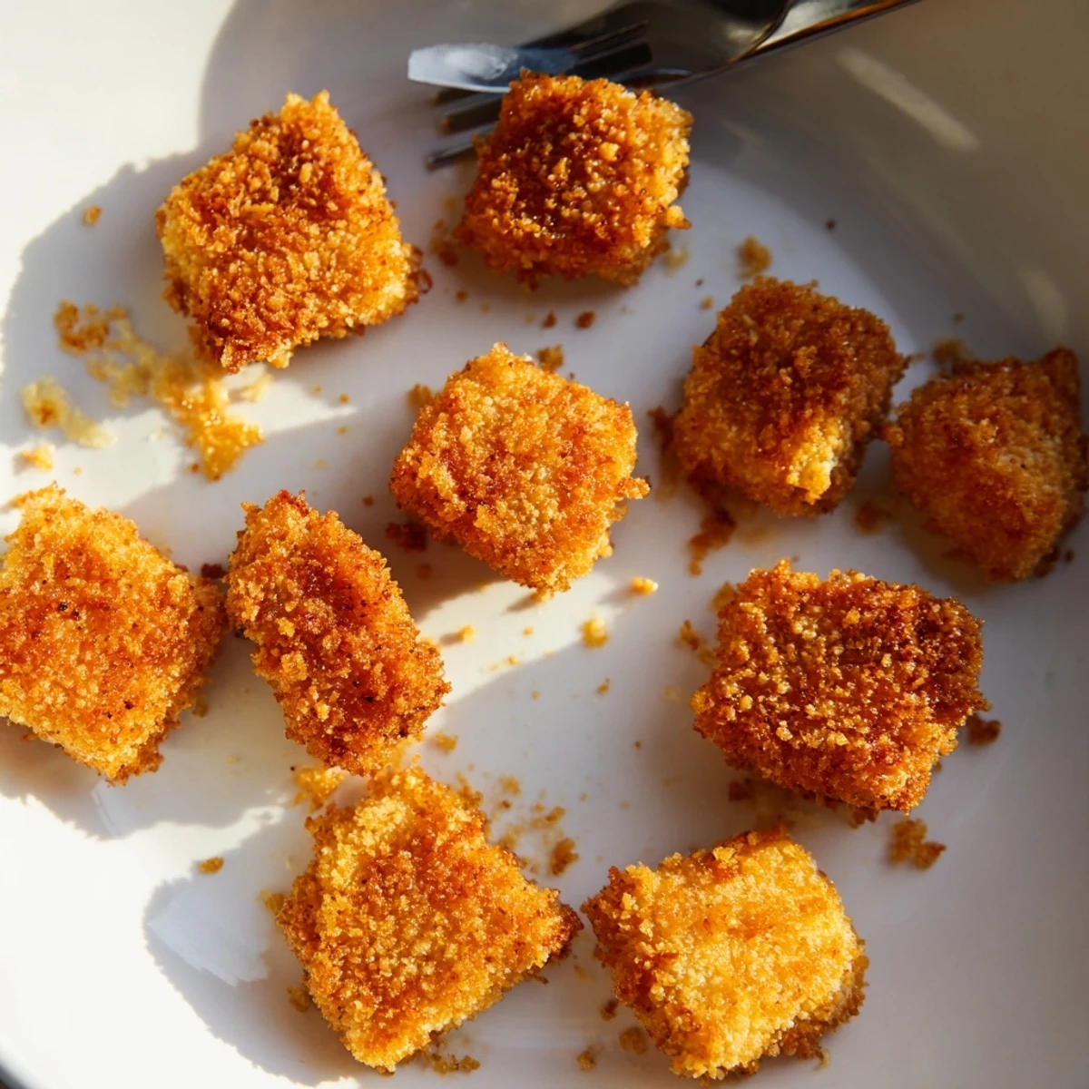 Crispy-coated Air Fryer Un-Fried Chicken Nuggets, ready to enjoy—a healthier take on a classic meal.