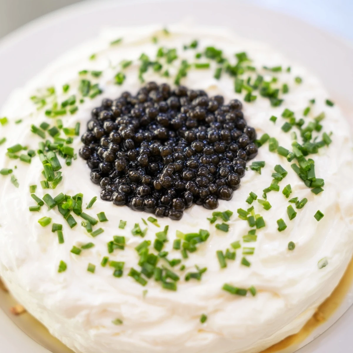 Freshly assembled Diamond Inlay appetizer, glistening caviar at the center, ready for a special occasion.