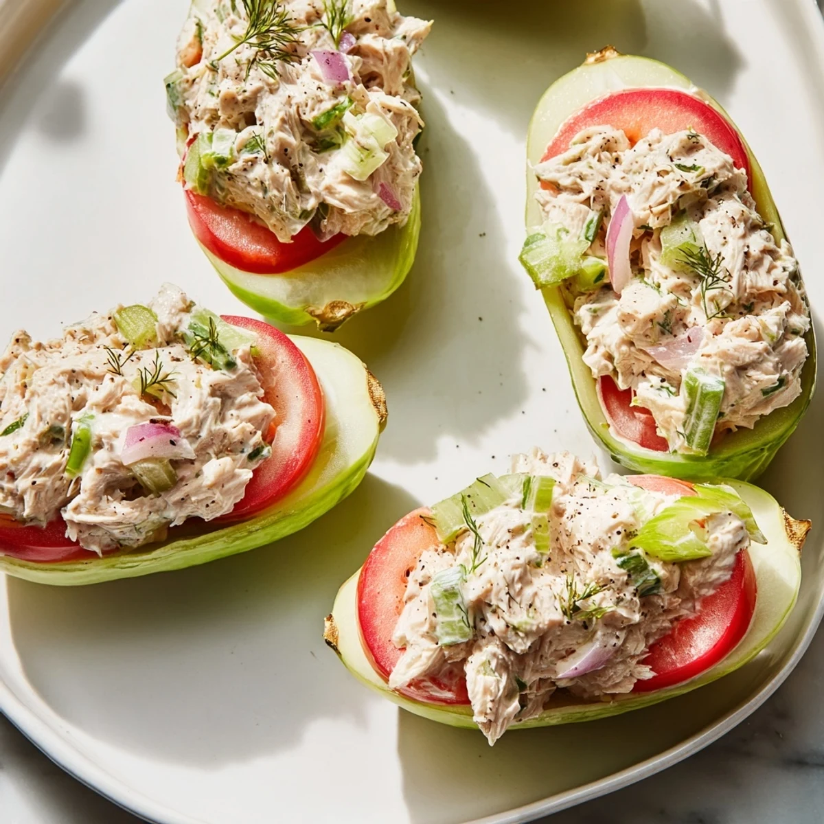 Cool pickle sandwiches bursting with flavorful chicken salad, perfect for a refreshing lunch.