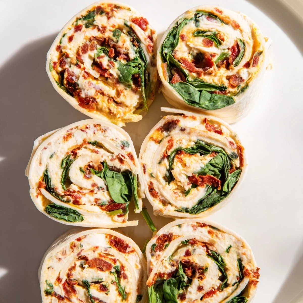 Beautifully rolled sun-dried tomato turkey roll-ups, showcasing the vibrant filling and ready to serve as appetizers.