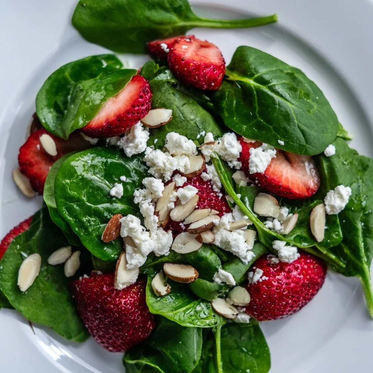 This beautiful Strawberry Spinach Salad features glistening balsamic dressing, perfect for a summer side.