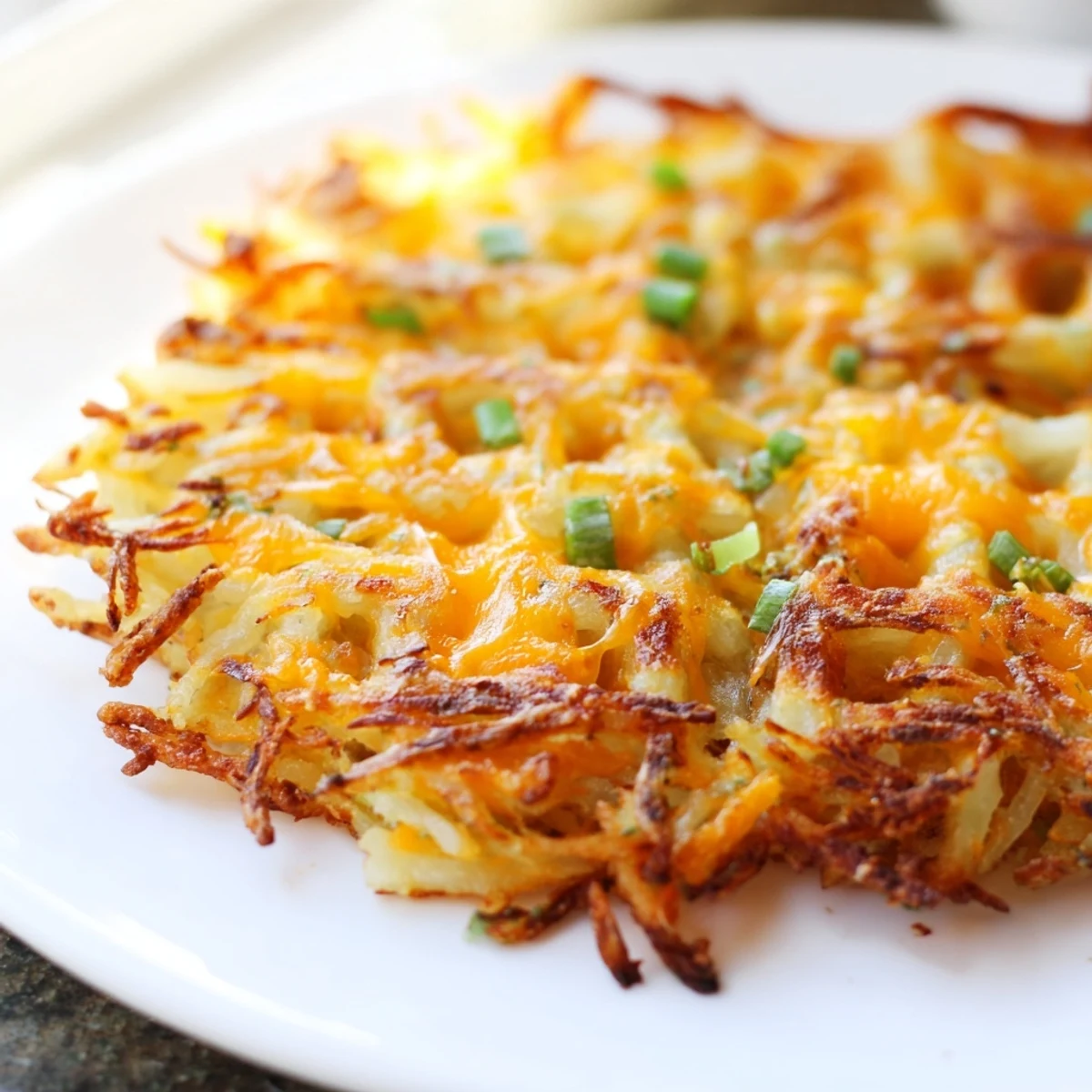 A close-up of freshly made Cheesy Hash Brown Waffles, perfect for a weekend brunch feast.
