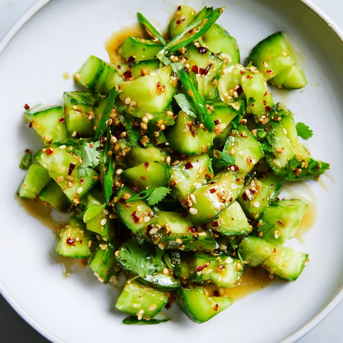 Enjoy this refreshing Chinese Spicy Smashed Cucumber Salad; the perfect, flavorful, and easy summer side dish.