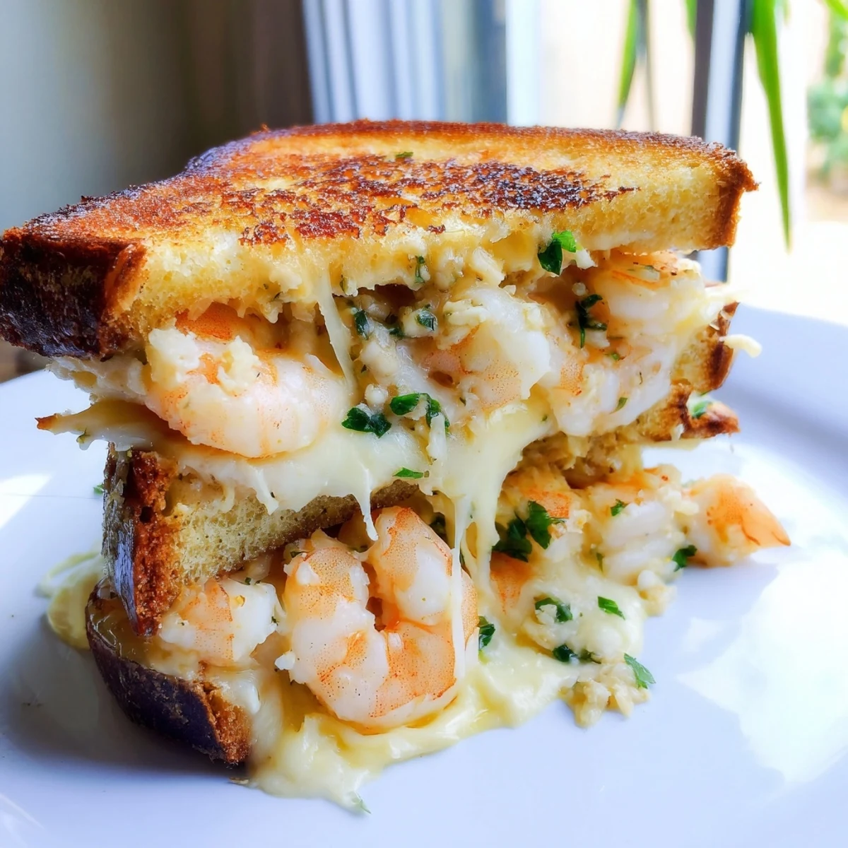 Mouthwatering Quick Shrimp Grilled Cheese, with oozing cheeses and perfectly cooked shrimp to enjoy.
