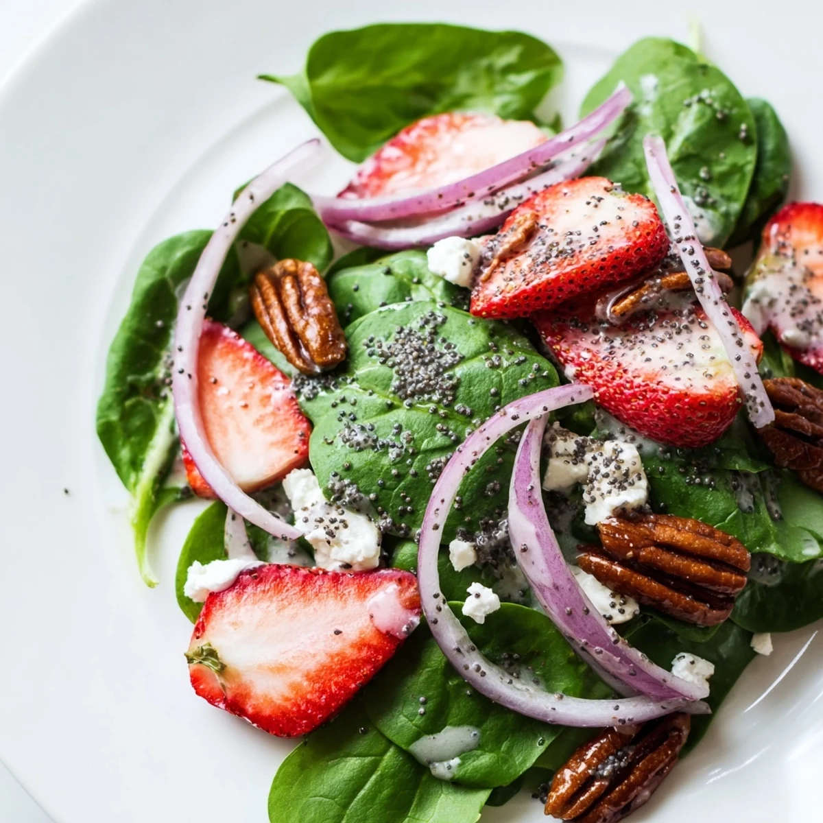 Vibrant image of a refreshing strawberry spinach salad, perfect for a light summer meal.