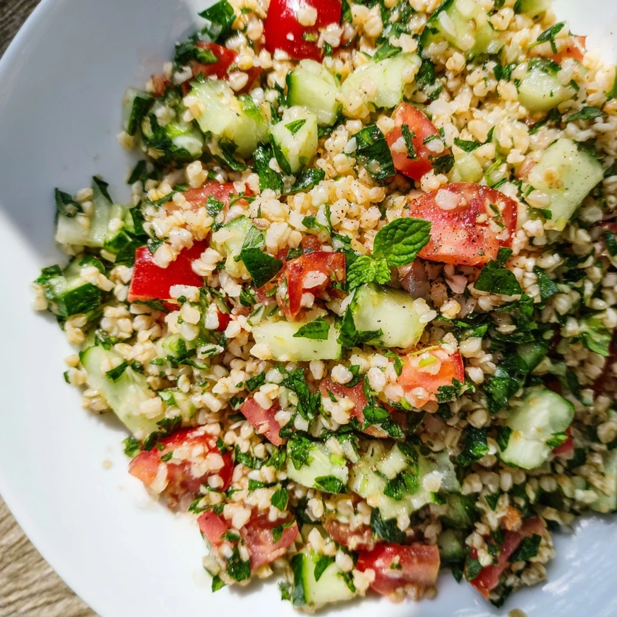 Cool and refreshing Lebanese Tabbouleh Salad, a flavorful vegan salad perfect for a summer day.