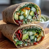 Colorful Field Trip Lunch Box Rainbow Veggie Wraps with vibrant layers of crisp bell peppers, carrots, and cabbage wrapped in whole wheat tortillas.