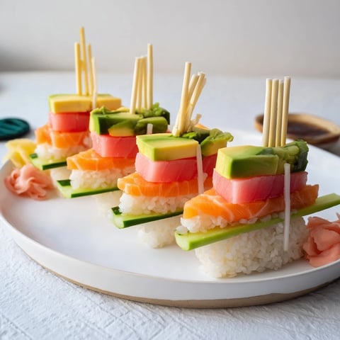 Sushi sailboats at sea: a vibrant photo featuring assembled sushi boats on a platter, ready to serve.