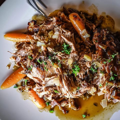 Mouthwatering Slow Cooker Honey Garlic Pork Roast drizzled with rich, glossy sauce.  