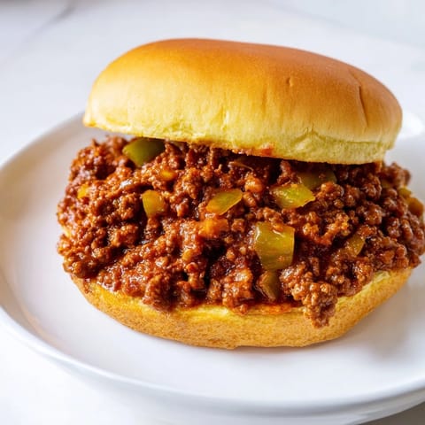 Warm, homemade Sloppy Joes with a rich, savory tomato sauce over overflowing buns.