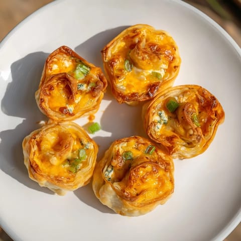 Buffalo Chicken Pinwheel Wontons