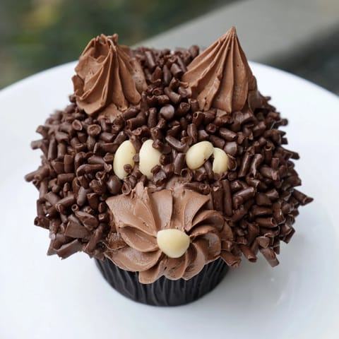 Close-up of a whimsical Hedgehog Cupcake Tower, chocolatey and charming, perfect for a party.