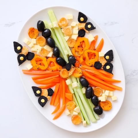 A stunning Monarch Butterfly Wings platter featuring orange and black elements, perfect for a party.