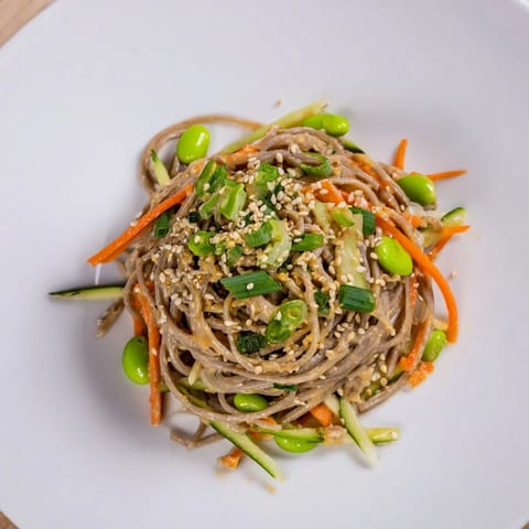 This delicious Asian Sesame Noodle Salad features perfectly cooked noodles with a creamy sesame sauce and edamame.