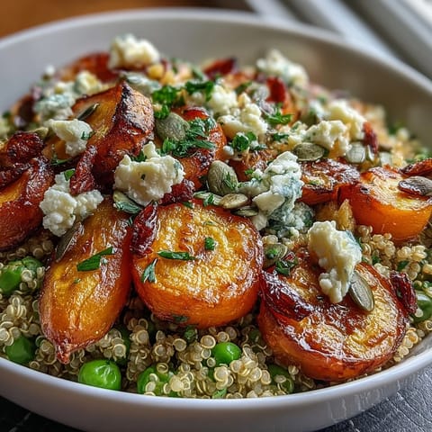 Warm Quinoa Bowl Carrots Peas