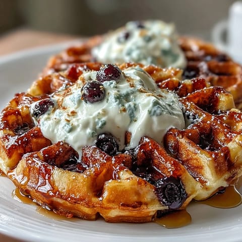 Lemon Blueberry Sourdough Waffles