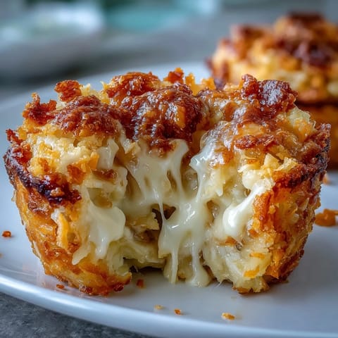 Delicious funeral potatoes muffin cups with savory cheddar, tender potatoes, and buttery topping—ideal for brunch or potlucks.  