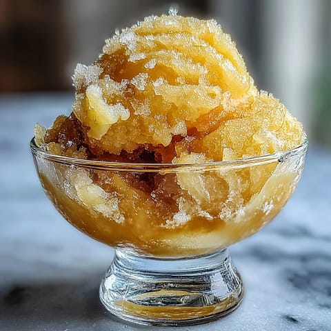 A vibrant limoncello sorbet served in chilled glasses with fresh mint garnish.  