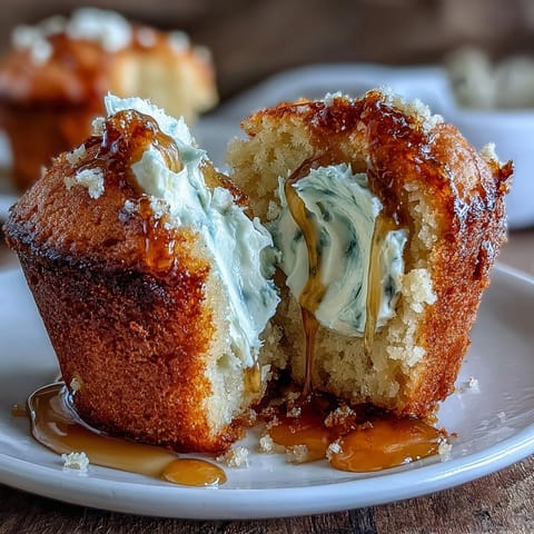 Golden-brown cornbread muffins with a hint of honey, served warm with sweet honey butter.  