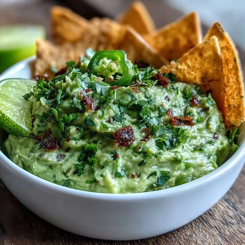 Creamy edamame guacamole served with crispy golden pita chips for a healthy, vibrant snack.
