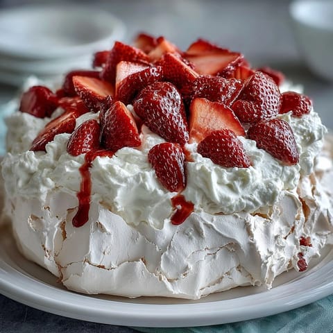 Strawberry Pavlova with Cream