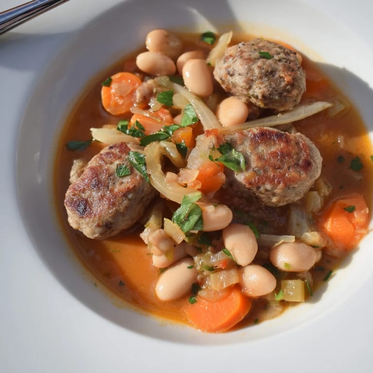 Savory sausage and white bean stew, perfect for chilly evenings and family dinners.