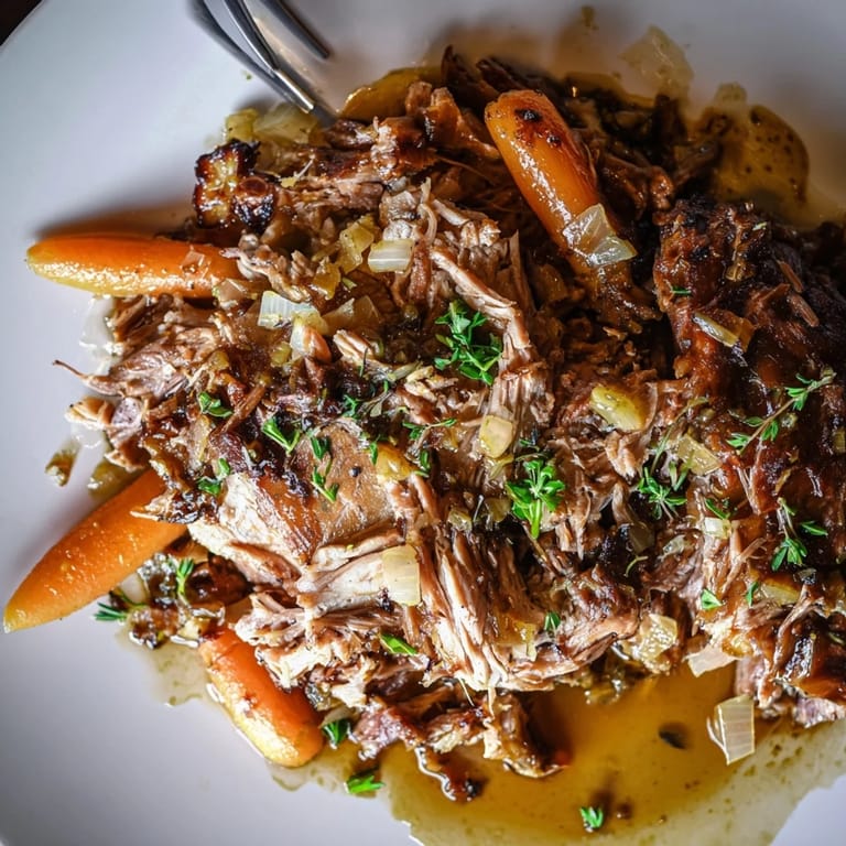 Mouthwatering Slow Cooker Honey Garlic Pork Roast drizzled with rich, glossy sauce.  
