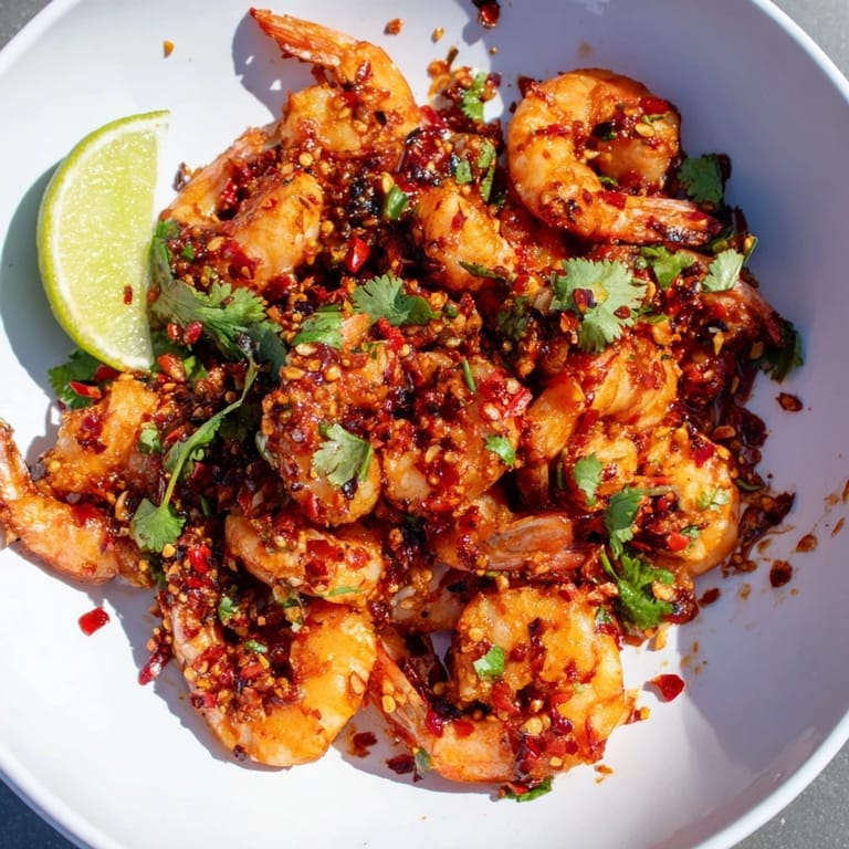 Zesty Spicy Chili Garlic Shrimp sautéed to perfection, ideal for entertaining or casual meals.