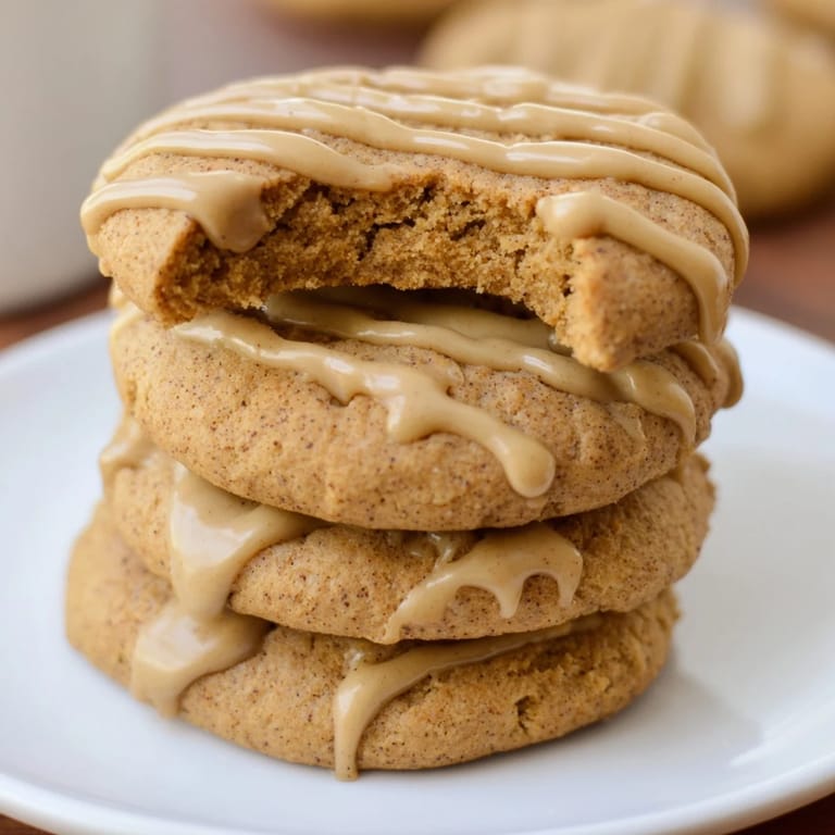 Delicious Pumpkin Spice Latte Cookies topped with sweet coffee glaze, enhancing your dessert experience.