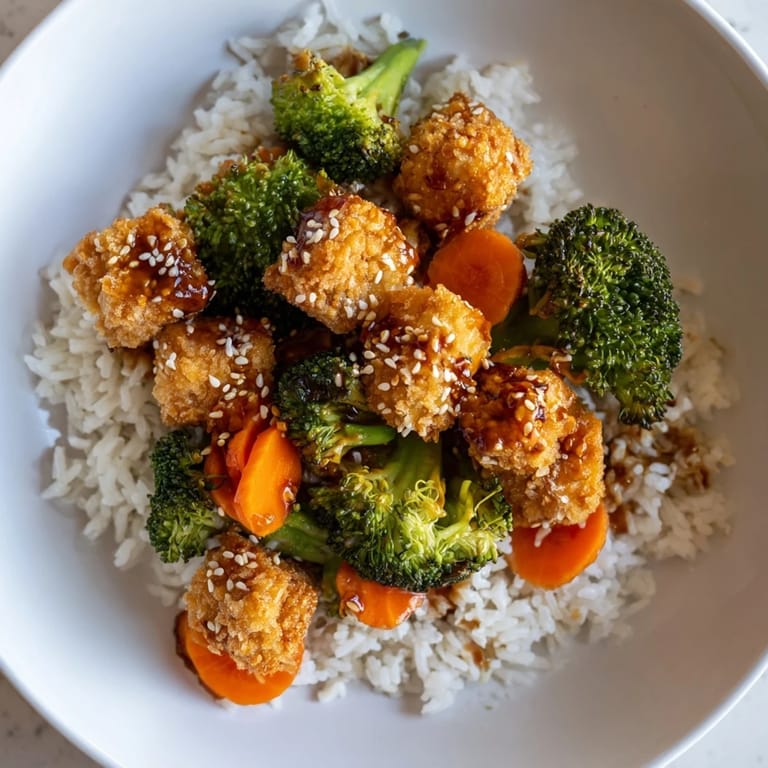 Sizzling sesame tofu & broccoli, with a rich sauce, ready to be enjoyed with steamed rice.