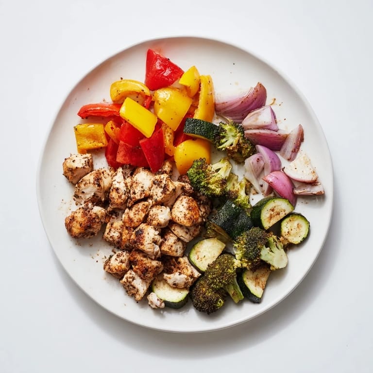 Golden, baked Garlic Parmesan Chicken Bites paired with tender vegetables, ready for a delicious serving.