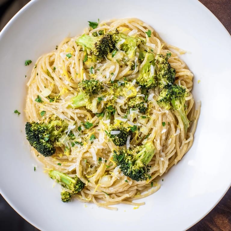 This Roasted Garlic Lemon Broccoli Angel Hair Pasta showcases perfectly roasted broccoli and tender pasta.