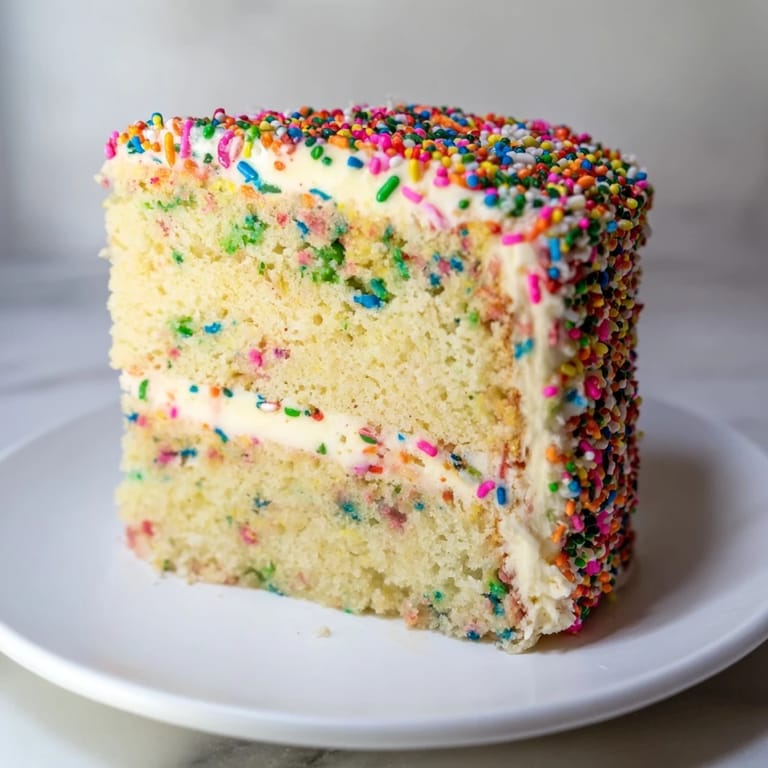 Moist layers of vanilla meet creamy frosting in this Happy Birthday Cake, a perfect party centerpiece.