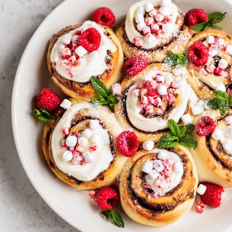 Soft and gooey North Pole Cinnamon Rolls with creamy frosting and wintery toppings perfect for brunch today.