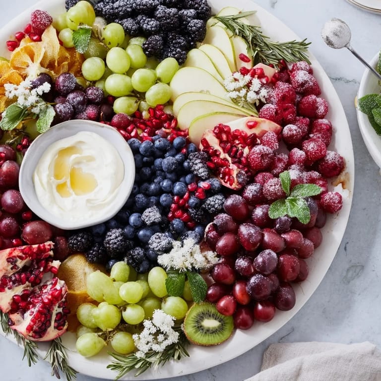 Festive Winter Berry Wreath Fruit Board: a stunning, edible holiday display of fresh, colorful berries.