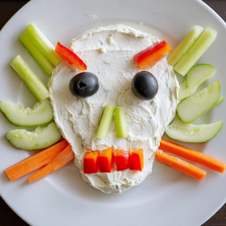 Enjoy this easy vegetarian Skull & Bones Spooky Spread, complete with crossbones and fresh veggies.