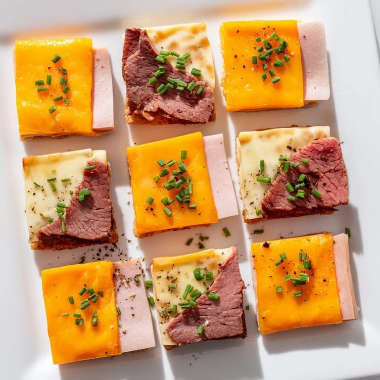 Freshly made Checkerboard Picnic Bites on a platter, ready to grab for a delightful picnic feast.