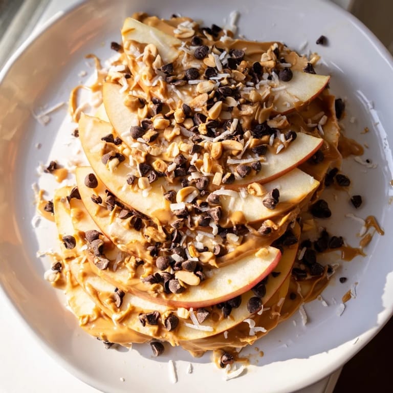 Sweet honey and crunchy nuts adorn the delicious, easy-to-make Peanut Butter Apple Nachos.