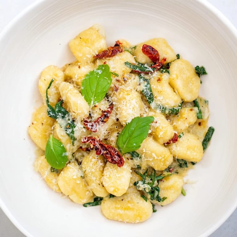 Savory Creamy Tuscan Gnocchi served in a bowl, perfect for a cozy, vegetarian meal.