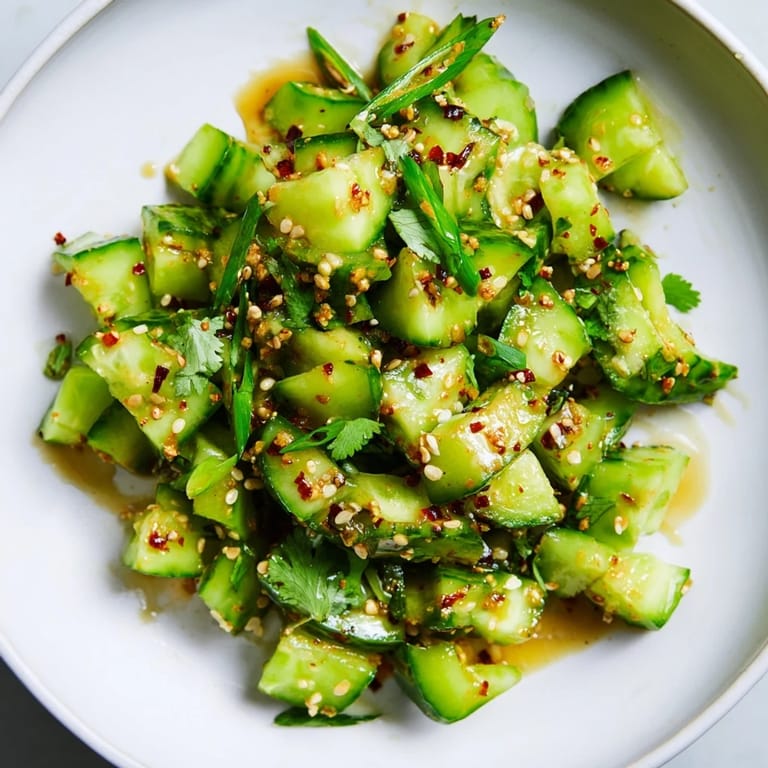 Enjoy this refreshing Chinese Spicy Smashed Cucumber Salad; the perfect, flavorful, and easy summer side dish.