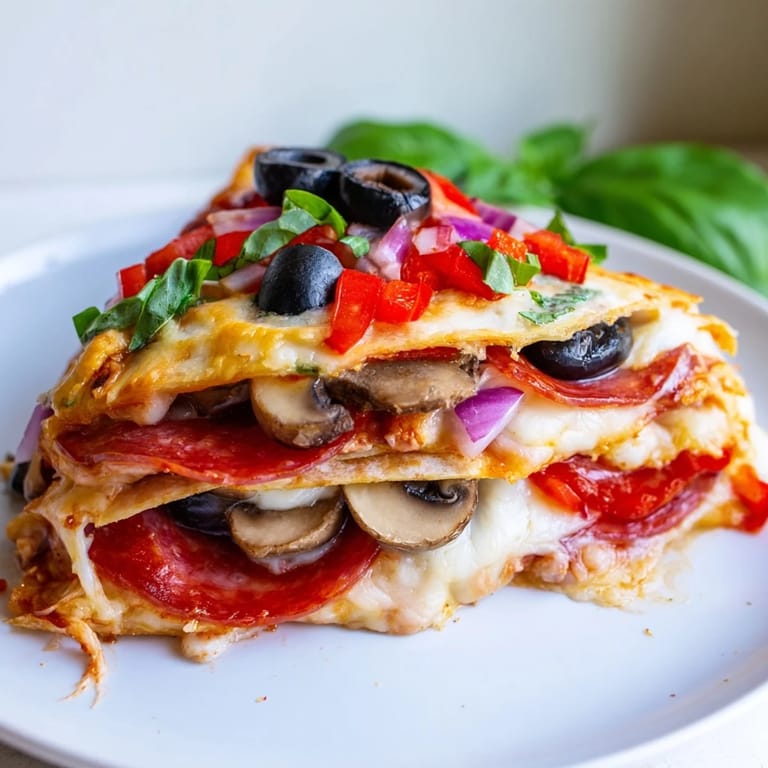 Savory tortilla pizza wrap with melted cheese and your favorite pizza fillings, perfect for a quick lunch.